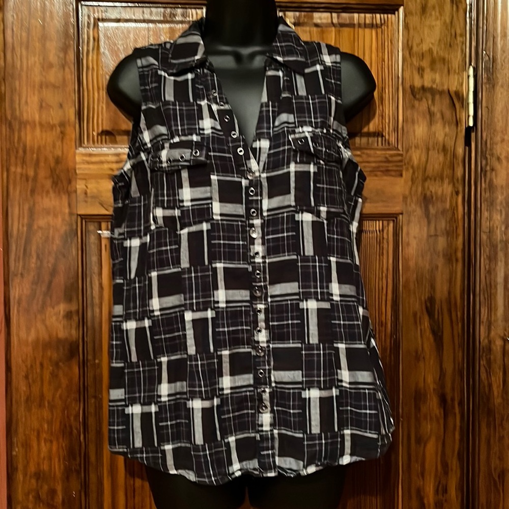 Rock & Republic Plaid Sleeveless Tunic